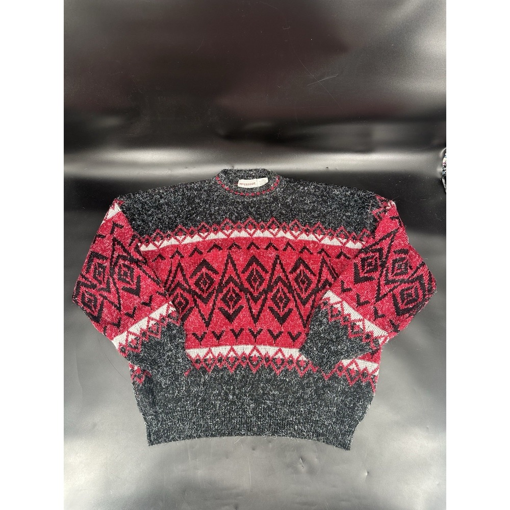 VTG McGregor Mock Neck Sweater Acrylic Grandpa Geometric Multicolor Sz 4XL